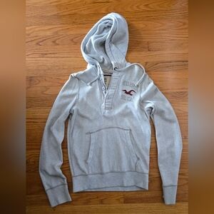 Hollister Light Gray Hoodie with Maroon Accents